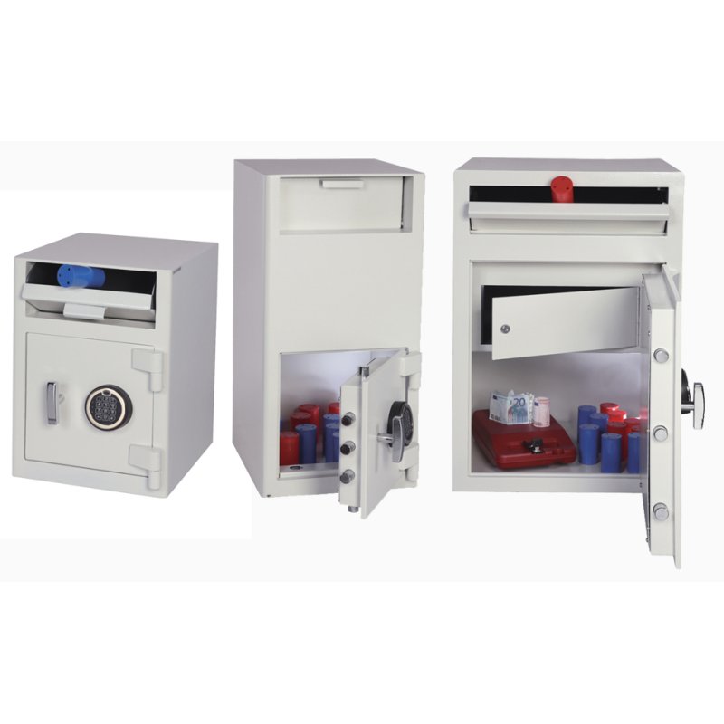 phoenix Coffre-fort de dépôt CASHIER SS0998K, serrure à clé, blanc signal, 158 litres